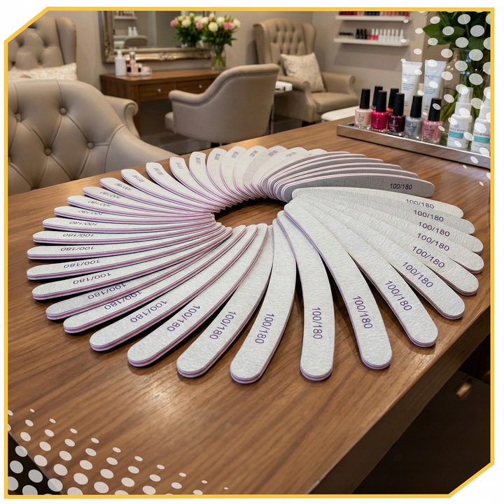 Pilnik do paznokci manicure pedicure polerka BANAN PREMIUM 100/180 - 10 szt Gradacja (ziarnistość) 100/180